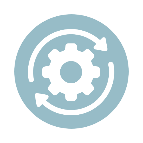 Gear and arrows representing Digital Flow